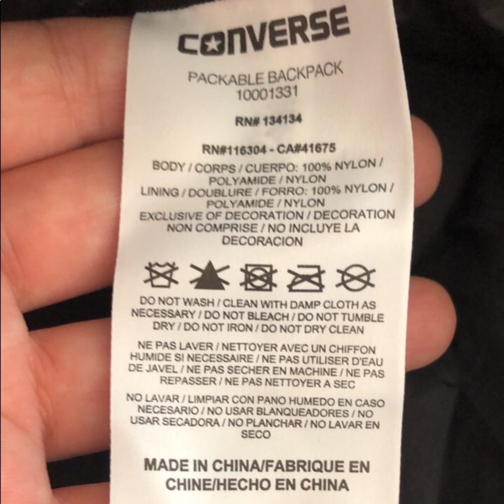 NWT Converse Packable Backpack Black Unisex - Picture 7 of 7